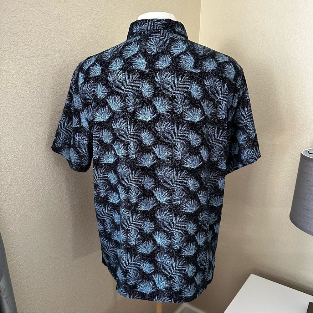 Nat Nast Silk Blend Short Sleeve Palm Button Up Navy Blue Shirt Size L - Picture 10 of 11